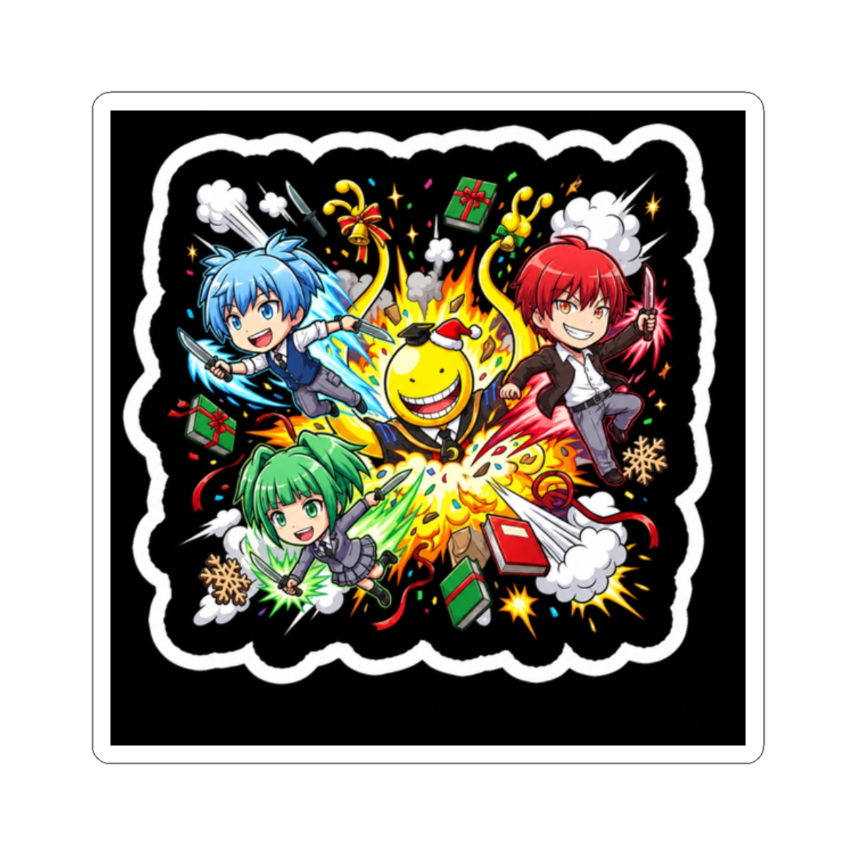 Assassination Classroom Character Collage Art Sticker - alternate angle 3, merchandise